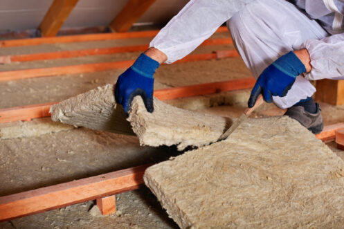 Installation of insulation in an attic