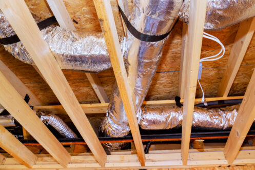 Ductwork installation in a new O'Fallon home
