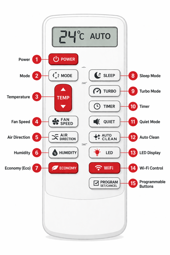 Mini Split Remote Control
