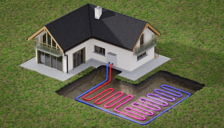 Geothermal heating and cooling diagram